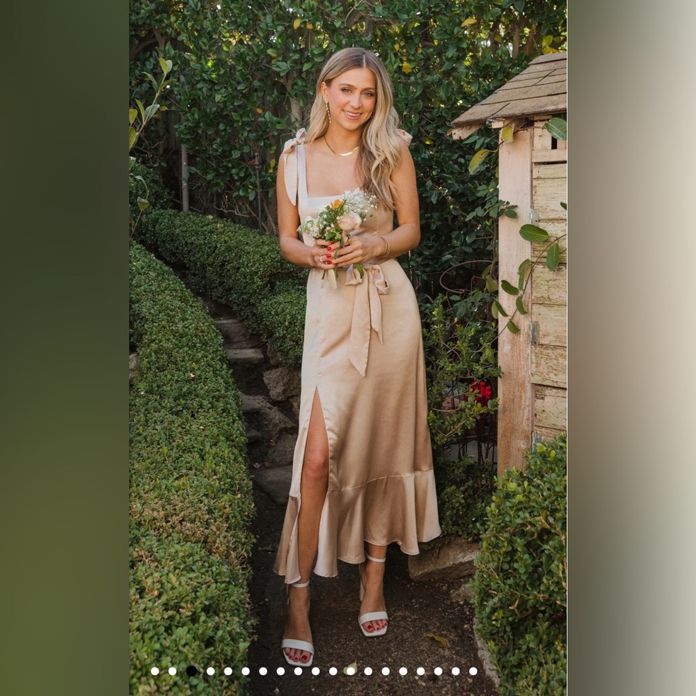 Show Me Your MuMu champagne/tan Clair Midi Dress